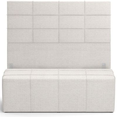 Kit Cabeceira Cama Box Queen 160cm com Calçadeira Roma W01 Linho Champagne - Lyam