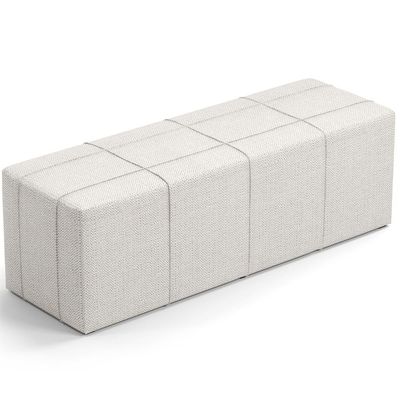 Kit Cabeceira Cama Box Queen 160cm com Calçadeira Roma W01 Linho Champagne - Lyam