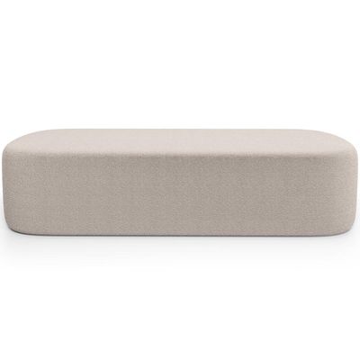 Kit 02 Puffs Decorativos Orgânico para Living Quarto 160cm Doha W01 Bouclê Creme - Lyam Decor