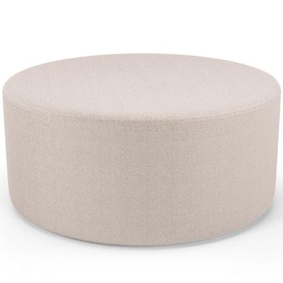 Kit Puff Redondo Lola e Puff Recamier Orgânico Orbit W01 Bouclê Creme - Lyam Decor