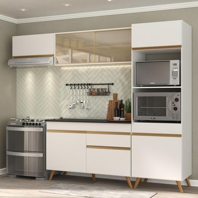 Cozinha Compacta 4 peças Armário e Balcão Multimóveis Branca
