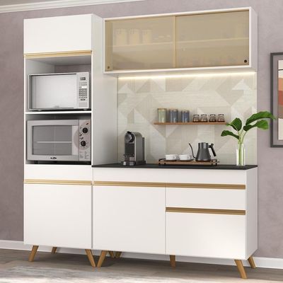 Cozinha Compacta 3 peças Armário e Balcão Multimóveis Branca