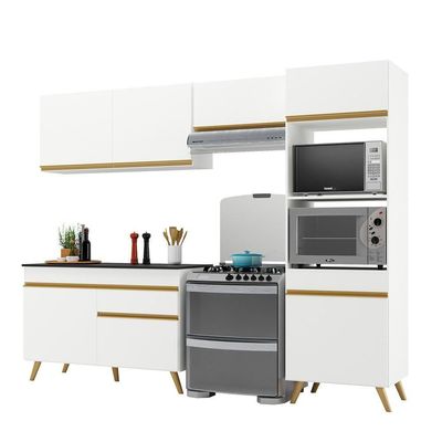 Cozinha Compacta 4 peças Armário e Balcão Multimóveis Branca