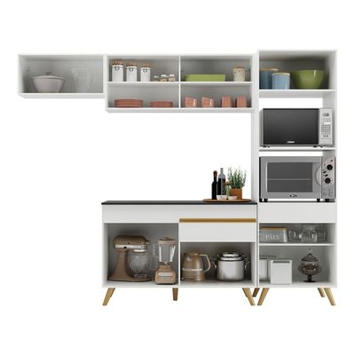 Cozinha Compacta 4 peças Armário e Balcão Multimóveis Branca