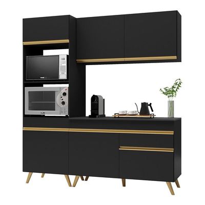 Cozinha Compacta 3 Peças Armário e Balcão Veneza Gb Preta