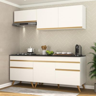 Cozinha Compacta 4 Pç c/ Armário E Balcão Multimóveis Branca
