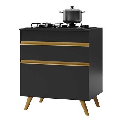 Balcão para Cooktop 70cm 1 Porta 1 Gaveta Multimóveis Preto