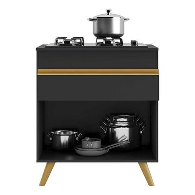 Balcão para Cooktop 70cm 1 Porta 1 Gaveta Multimóveis Preto