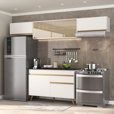 Cozinha Compacta 4 peças Armário e Balcão Multimóveis Branca