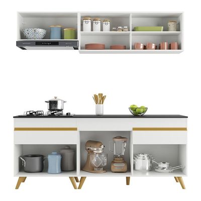 Cozinha Compacta 4 Pç c/ Armário E Balcão Multimóveis Branca