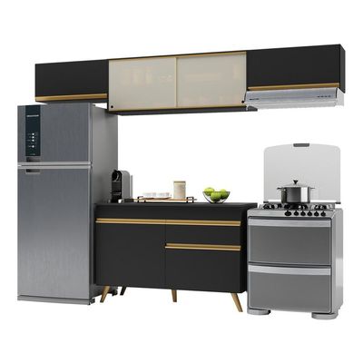 Cozinha Compacta 4 peças Armário e Balcão Veneza Gb Preta
