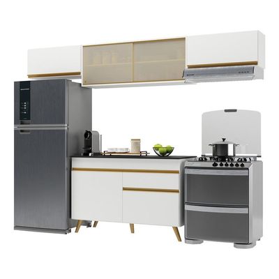 Cozinha Compacta 4 peças Armário e Balcão Multimóveis Branca