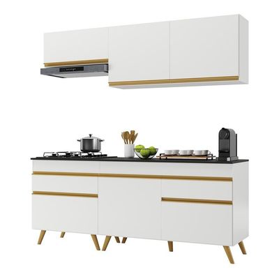 Cozinha Compacta 4 Pç c/ Armário E Balcão Multimóveis Branca