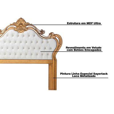 Cabeceira Decorativa Módena Queen Size Bege/Dourada - Gran Belo