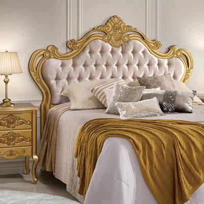 Cabeceira Decorativa Módena Queen Size Bege/Dourada - Gran Belo