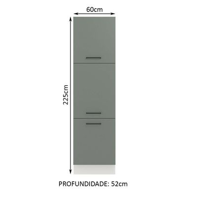 Paneleiro 60 cm com 3 Portas Cinza Agata Madesa