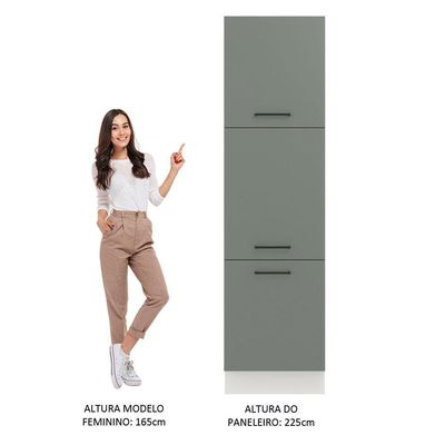 Paneleiro 60 cm com 3 Portas Cinza Agata Madesa