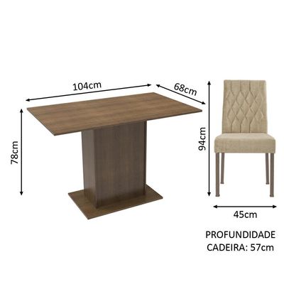 Sala de Jantar Lia Mesa Tampo de Madeira 2 Cadeiras Madesa