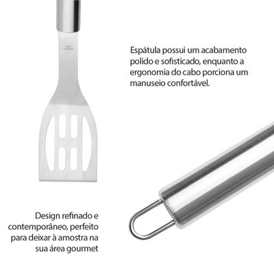 Espatula e Faca Cabo Longo Kit Churrasco Carne Inox 2un