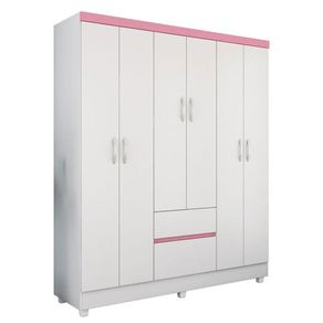 Guarda Roupa 6 Portas Com Pés Flash Ii Branco Rosa Flex