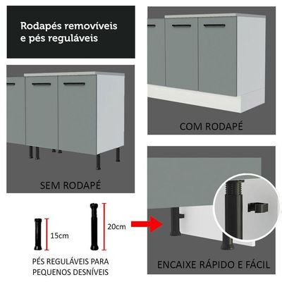 Torre Quente Madesa Agata 1 Porta 3 Gavetas Branco Cinza