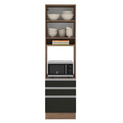 Torre Quente Madesa Glamy 1 Porta 3 Gavetas Rustic Preto