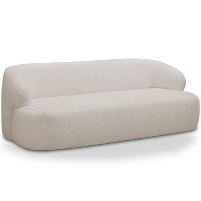 Sofá 3 Lugares Curvo Orgânico Para Sala Living 180cm Barolo L06 Bouclê Bege - Lyam Decor