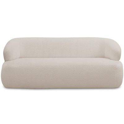 Sofá 3 Lugares Curvo Orgânico Para Sala Living 180cm Barolo L06 Bouclê Bege - Lyam Decor
