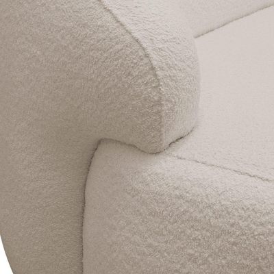 Sofá 3 Lugares Curvo Orgânico Para Sala Living 180cm Barolo L06 Bouclê Bege - Lyam Decor