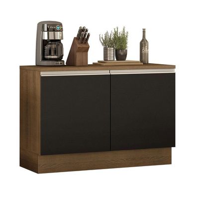 Balcão de Pia Madesa Glamy 120cm 2 Portas Tampo Rustic Preto