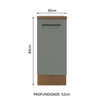 Balcão Madesa Agata 1 Porta Rustic Cinza