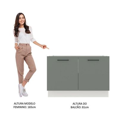 Balcão de Pia Madesa Agata 2 Portas - Branco/Cinza