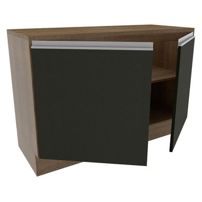 Balcão de Pia Madesa Glamy 120cm 2 Portas Tampo Rustic Preto