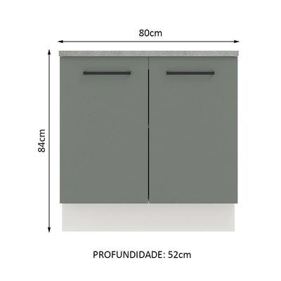Balcão Madesa Agata 80 cm 2 Portas Branco e Cinza