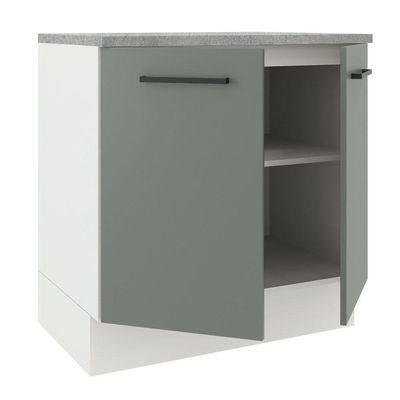 Balcão Madesa Agata 80 cm 2 Portas Branco e Cinza