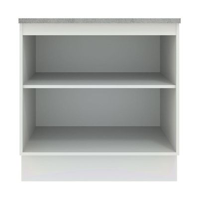 Balcão Madesa Agata 80 cm 2 Portas Branco e Cinza