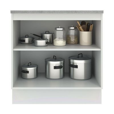 Balcão Madesa Agata 80 cm 2 Portas Branco e Cinza