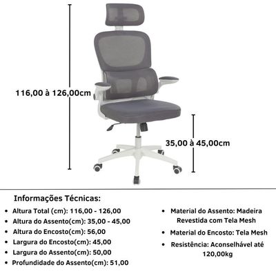 Kit 6 Cadeiras De Escritório Executiva Viena Com Regulagem De Altura - Cinza
