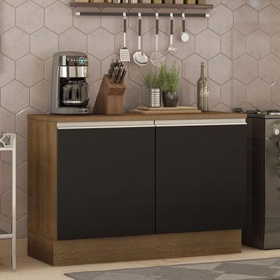 Balcão de Pia Madesa Glamy 120cm 2 Portas Tampo Rustic Preto