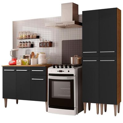 Cozinha Compacta Emilly Front Rustic/preto Madesa