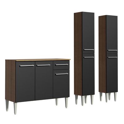 Cozinha Compacta Emilly Front Rustic/preto Madesa