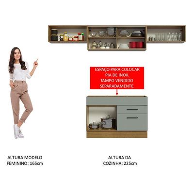 Cozinha Compacta com Armário e Balcão Cinza Agata Madesa