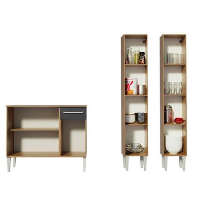 Cozinha Compacta Emilly Front Rustic/preto Madesa