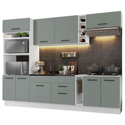 Cozinha Completa Agata sem Tampo e Pia Branco/Cinza Madesa