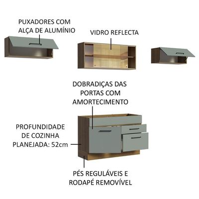 Cozinha Compacta com Armário e Balcão Cinza Agata Madesa