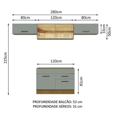 Cozinha Compacta com Armário e Balcão Cinza Agata Madesa