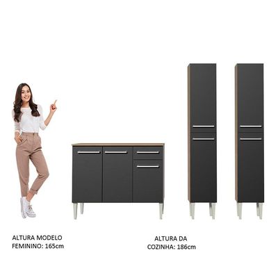 Cozinha Compacta Emilly Front Rustic/preto Madesa