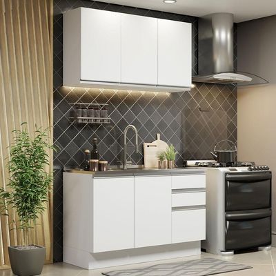 Cozinha Compacta Glamy Com Armário E Balcão sem Tampo E Pia