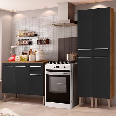 Cozinha Compacta Emilly Front Rustic/preto Madesa