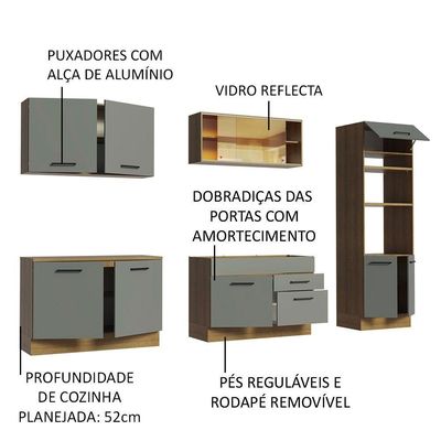 Cozinha Completa Agata Rustic/Cinza Madesa